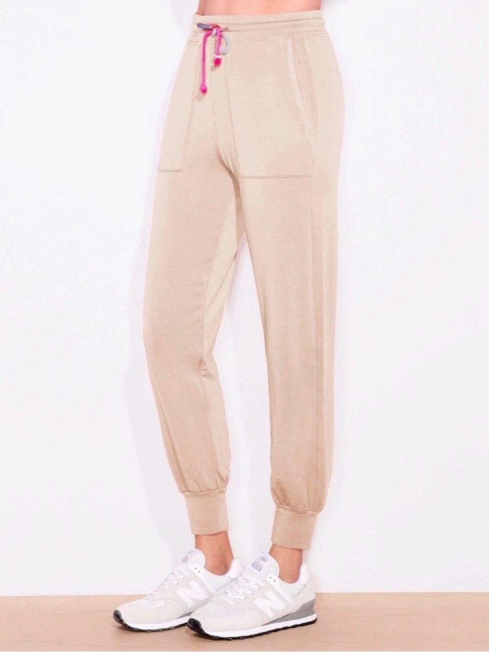 Sundry Oatmeal Joggers with Rainbow Drawstring